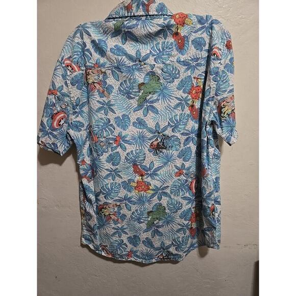 Marvel Avengers Hawaiian Print Button Up Shirt Men’s Small Short Sleeve Cotton - Picture 9 of 14